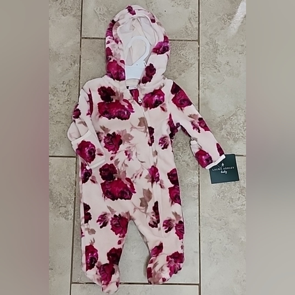 Laura Ashley Baby hooded coverall, Size 0-3 months, new!